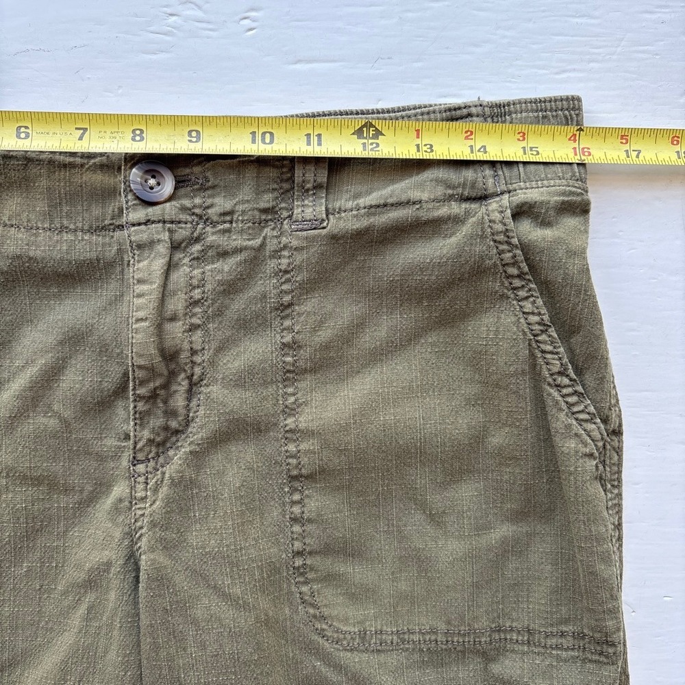 Women 10 Jogger Pant Olive Green Cotton Cargo Stretch Elastic Waist Neutral Boho - Picture 6 of 8
